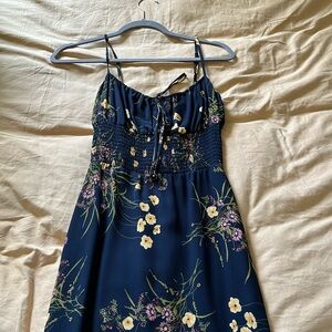 Reformation Bran midi dress in navy floral, size 0